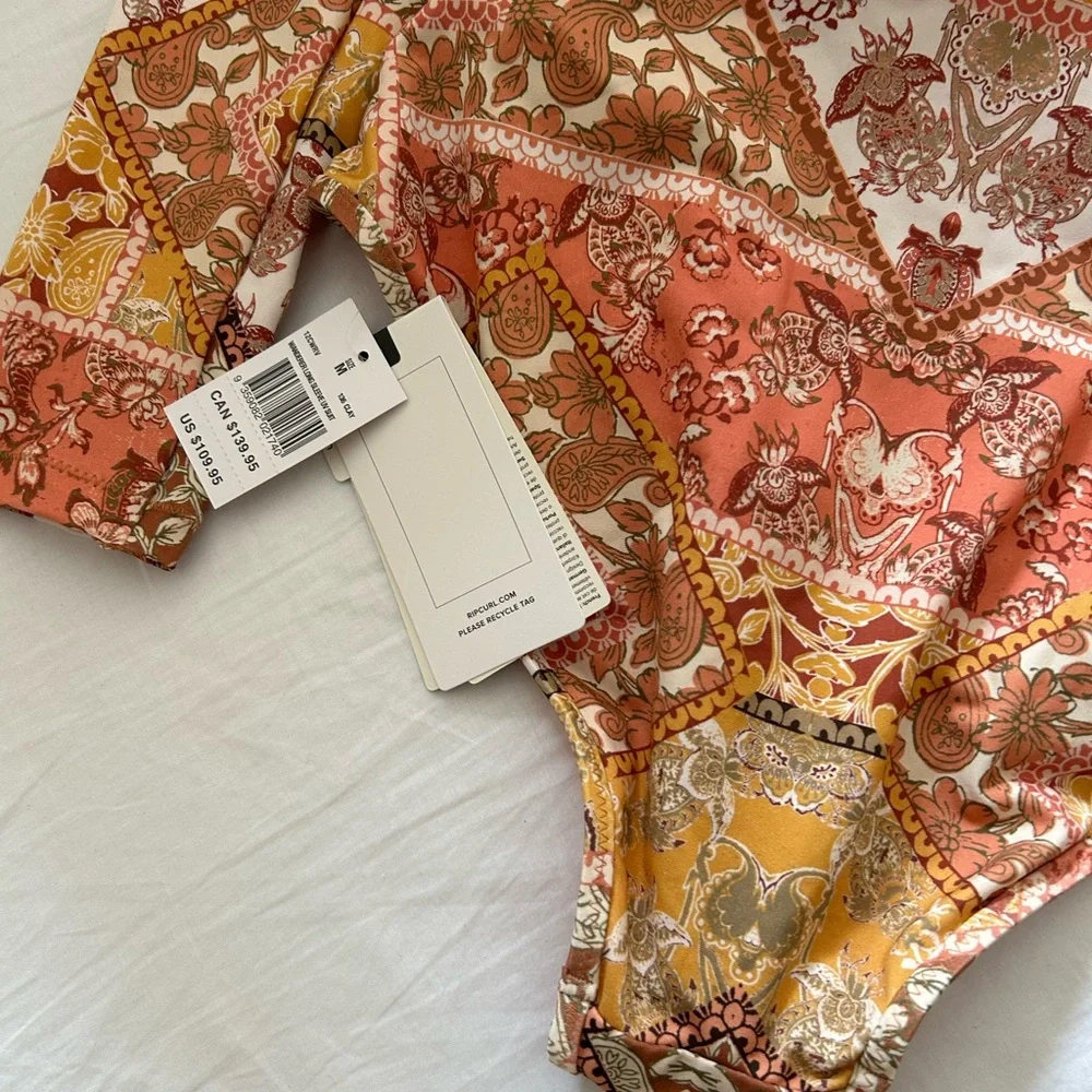 NWT Rip curl Wanderer Sunsuit rash guard clay long sleeve uv suit - Picture 2 of 8